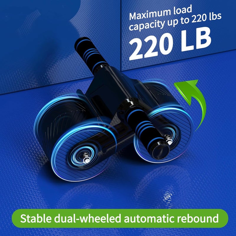 JM Auto Rebound Exercise Roller Wheels - Ab Roller Fitness Equipment for Core Strength Training Home Gym Fitness Equipment with Kneeling Mat Accessories Exercise Roller Wheels for Men and Women - Image 3